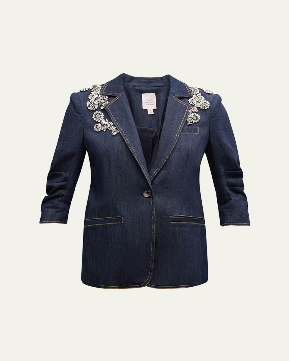 Crystal Chrysanthemum Khloe Denim Blazer